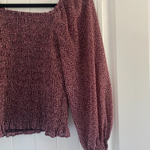 Madewell Lucie Bubble-Sleeve Smocked Top in Cottage Garden Vintage Mulberry XS - Picture 5 of 6